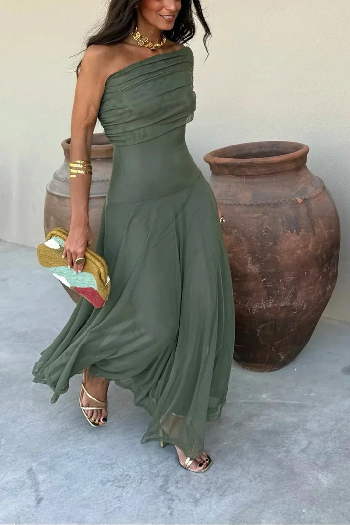 Elegantes Damen Maxikleid mit One-Shoulder-Ausschnitt für Hochzeitsgäste und formale Feierlichkeiten (11)