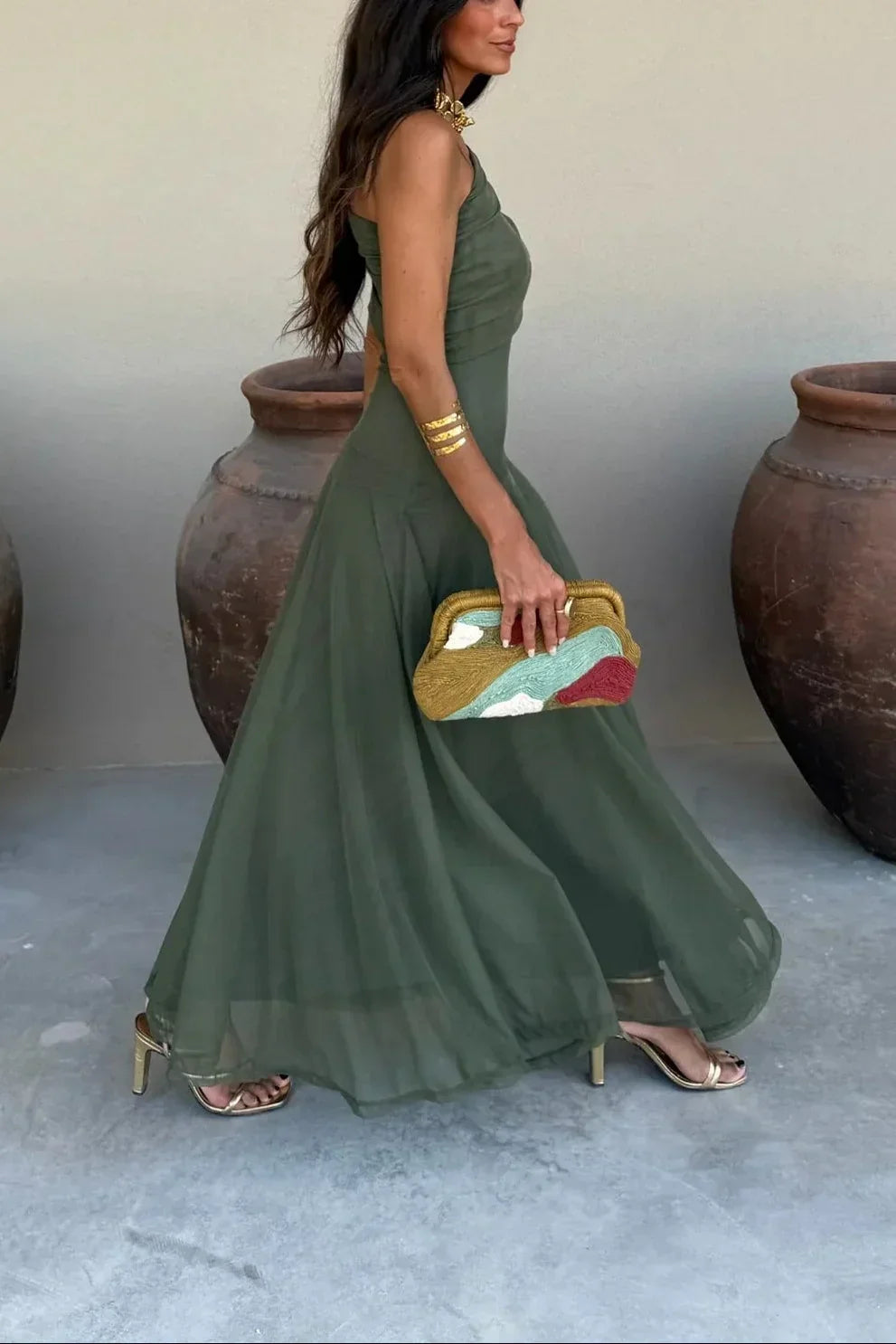Elegantes Damen Maxikleid mit One-Shoulder-Ausschnitt für Hochzeitsgäste und formale Feierlichkeiten (12)