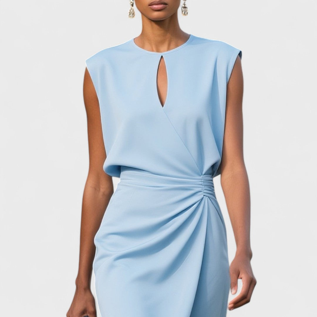 Elegantes Damen Midi-Kleid mit Wickelschnitt für Hochzeitsgäste (5)