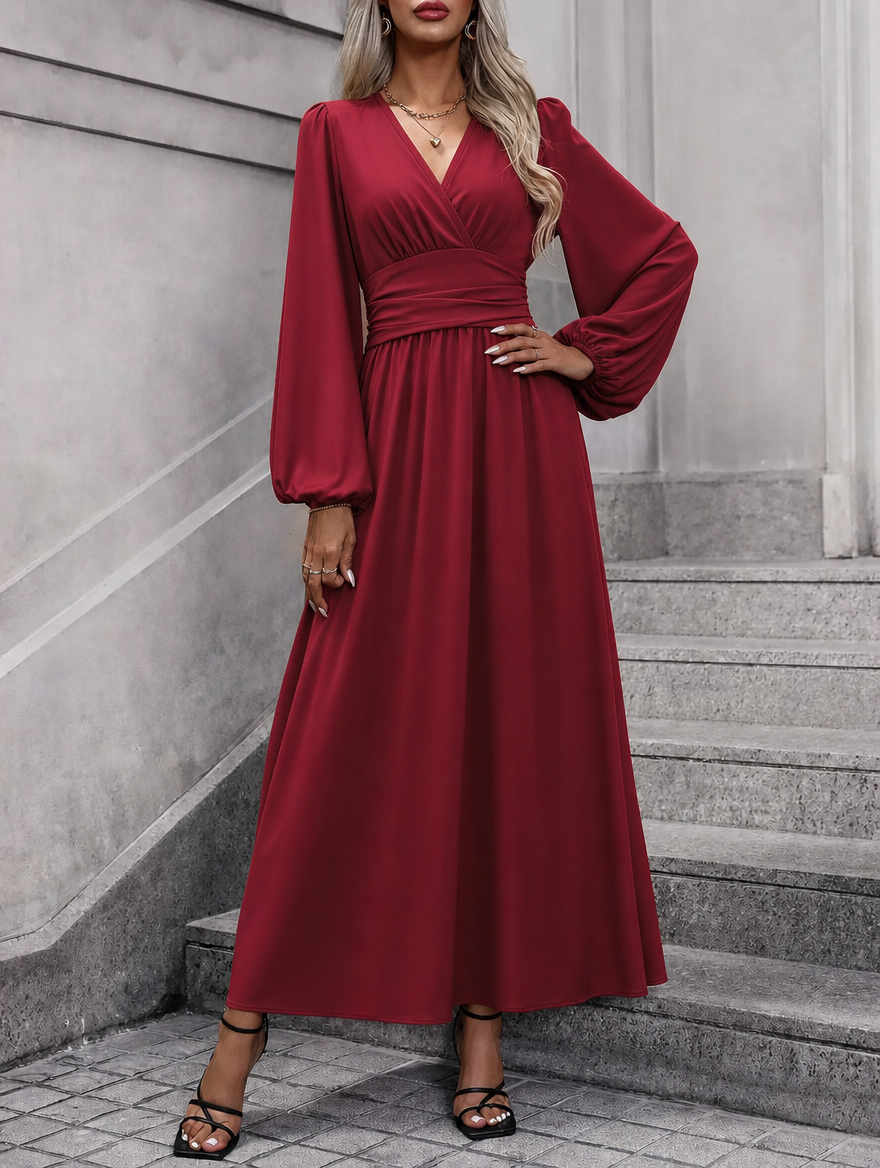 Elegantes Damen Midikleid für Hochzeitsgäste in Rot