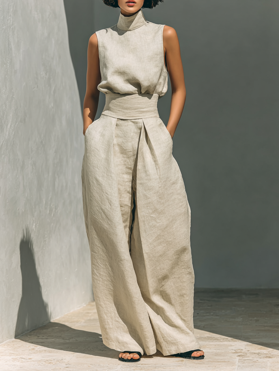 Elegantes Damen Sommer-Set in Khaki