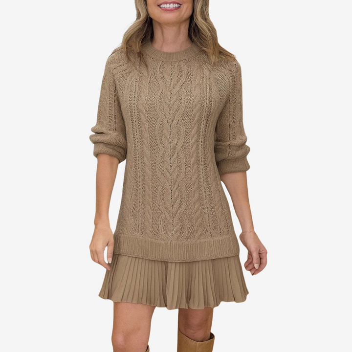 Elegantes Damen Strickkleid für den Herbst in Braun