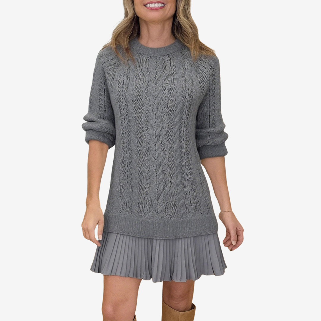 Elegantes Damen Strickkleid für den Herbst in Grau