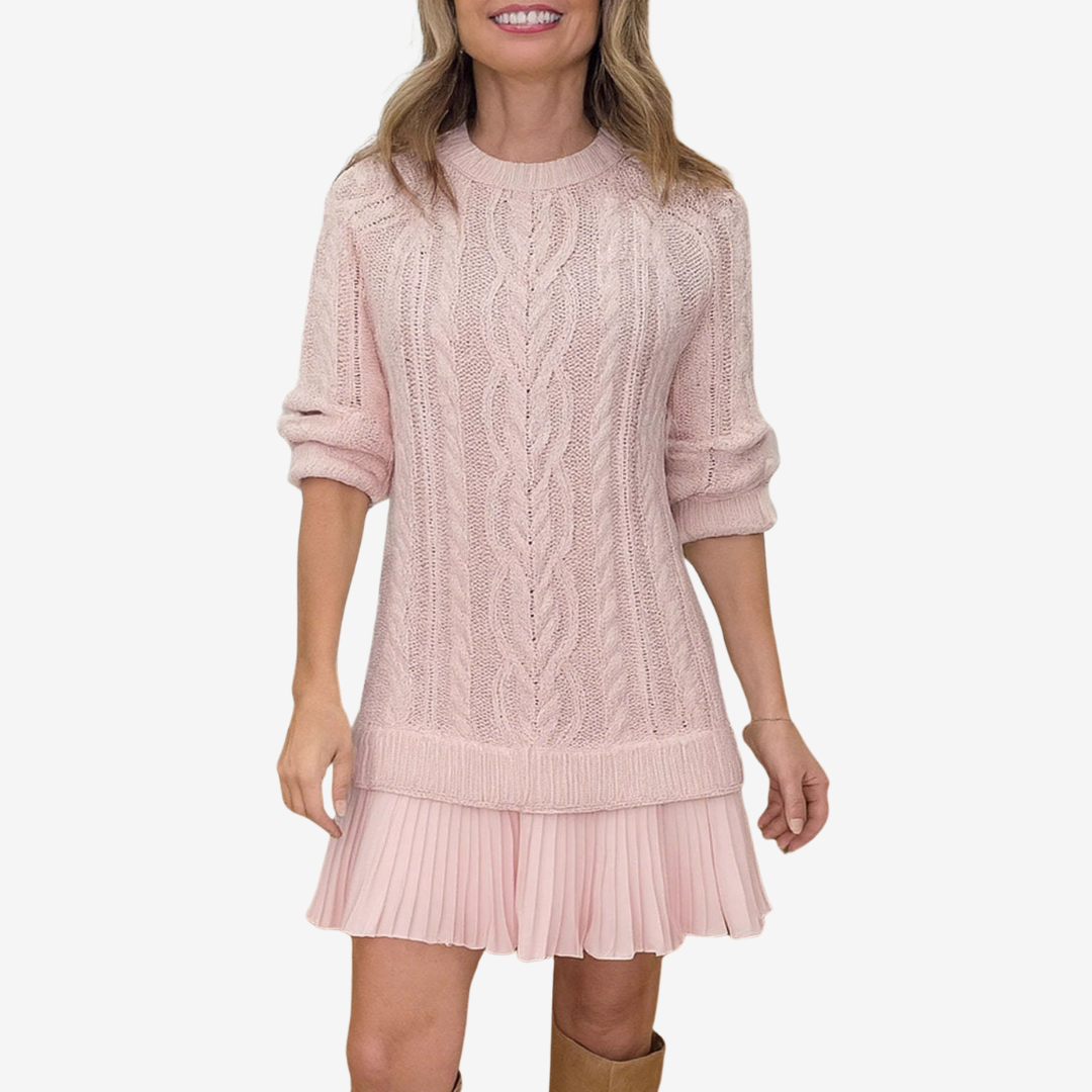 Elegantes Damen Strickkleid für den Herbst in Rosa