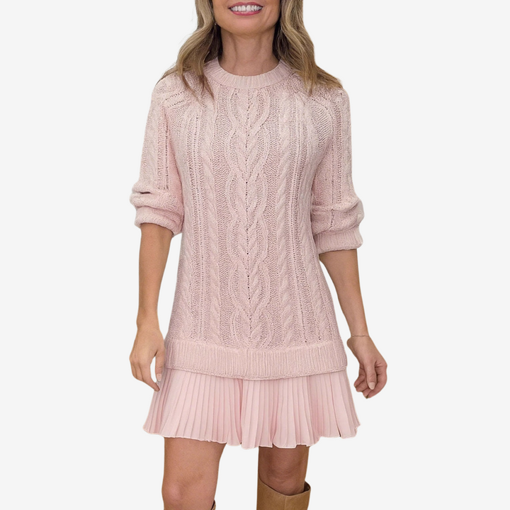 Elegantes Damen Strickkleid für den Herbst in Rosa