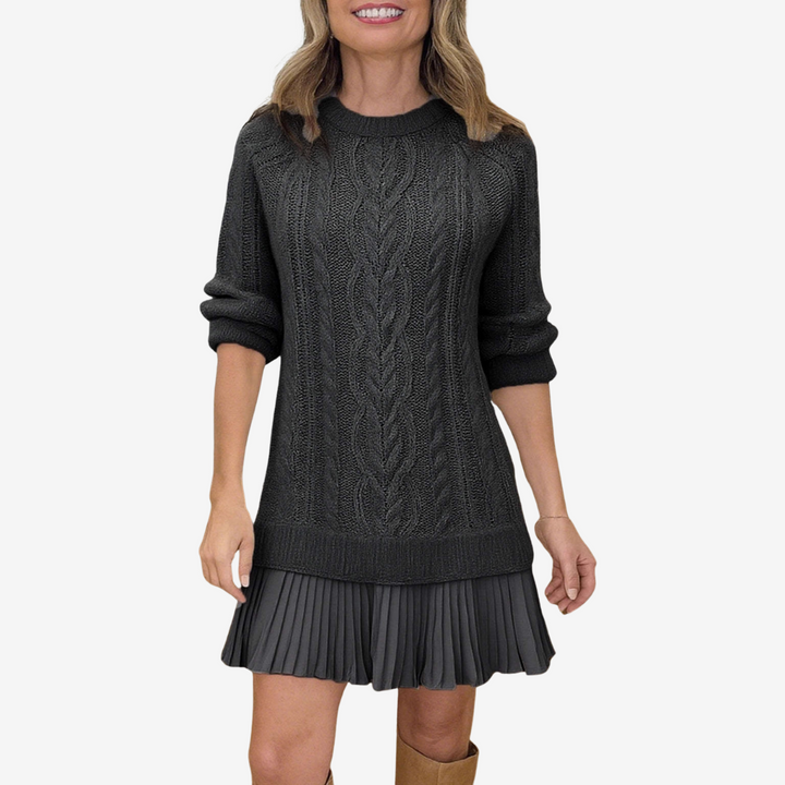 Elegantes Damen Strickkleid für den Herbst in Schwarz