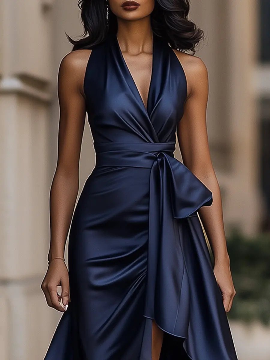 Elegantes Damen Wickel-Abendkleid für Hochzeitsgäste (3)