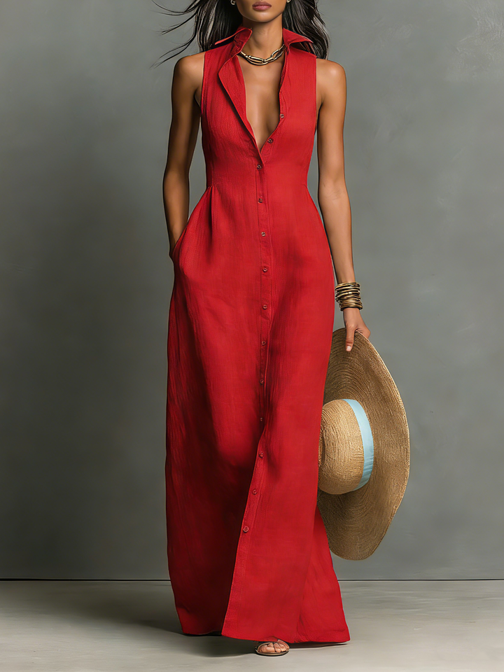 Elegantes Herbst-Maxikleid in Rot