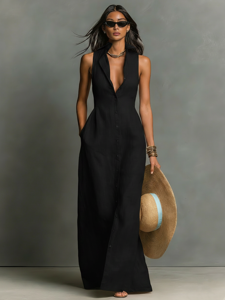 Elegantes Herbst-Maxikleid in Schwarz