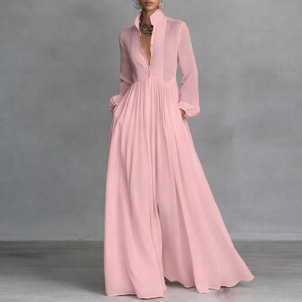 Elegantes Hochzeits-Maxikleid für den Herbst in Rosa