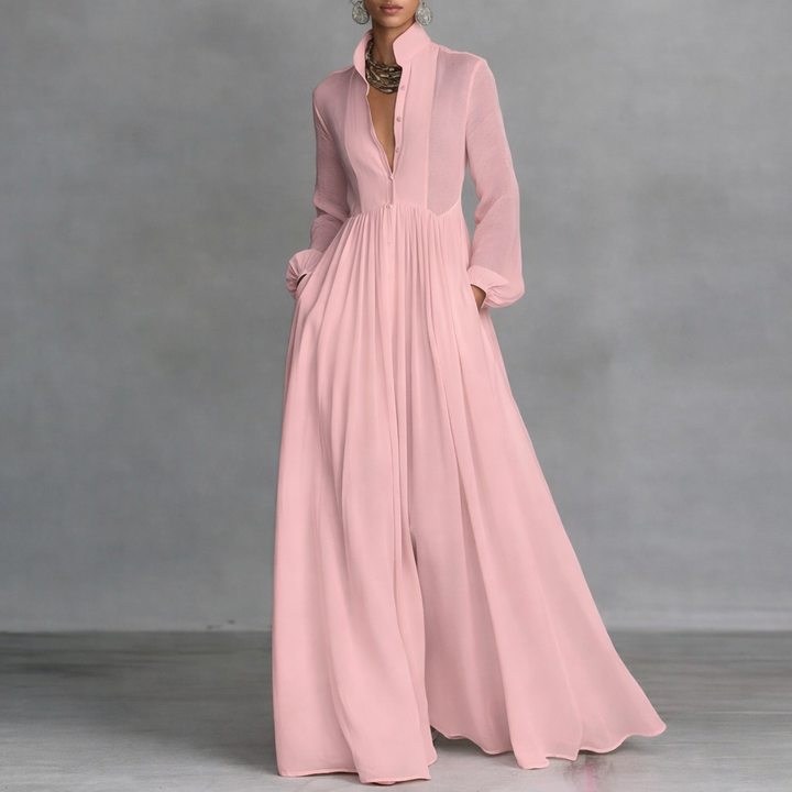 Elegantes Hochzeits-Maxikleid für den Herbst in Rosa