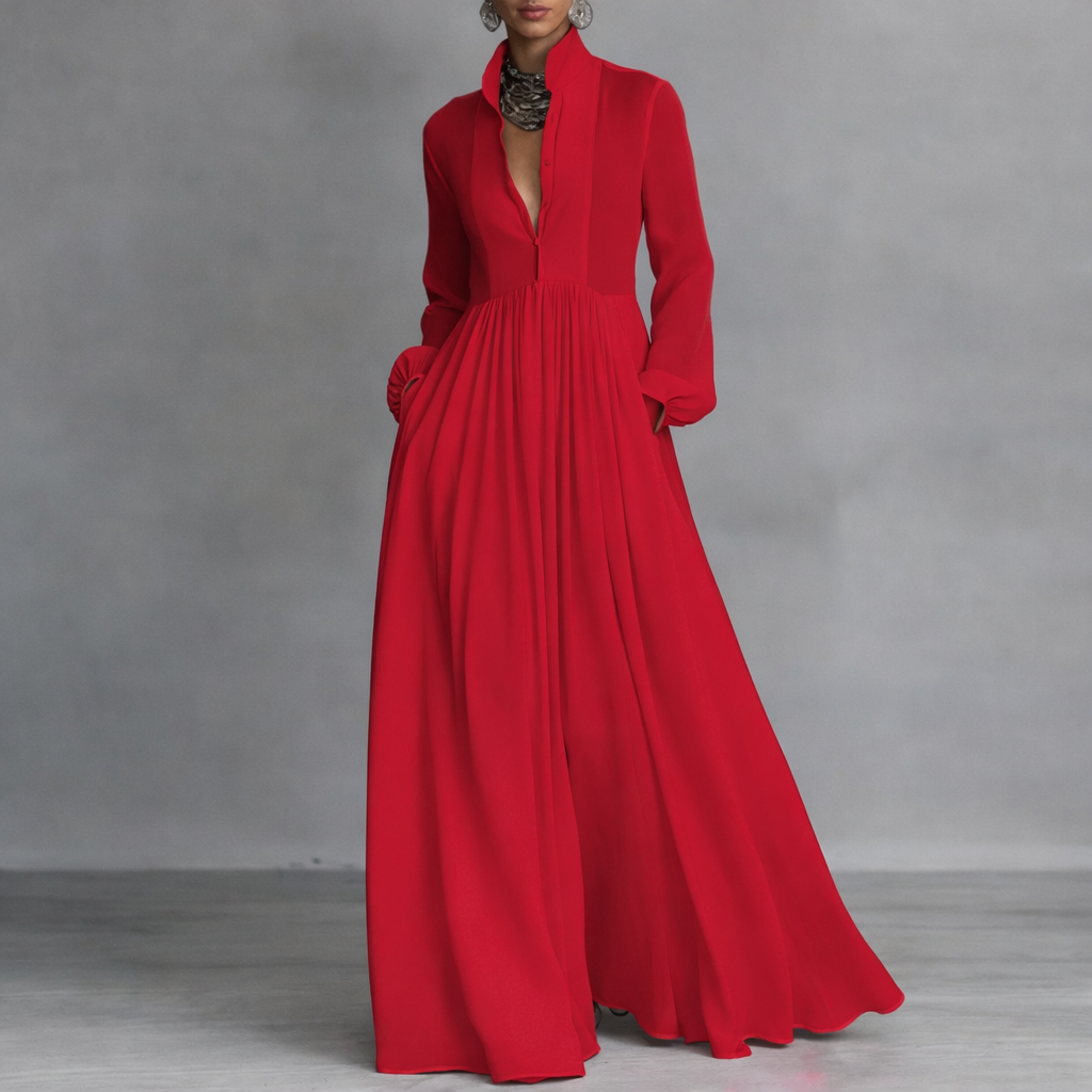 Elegantes Hochzeits-Maxikleid für den Herbst in Rot