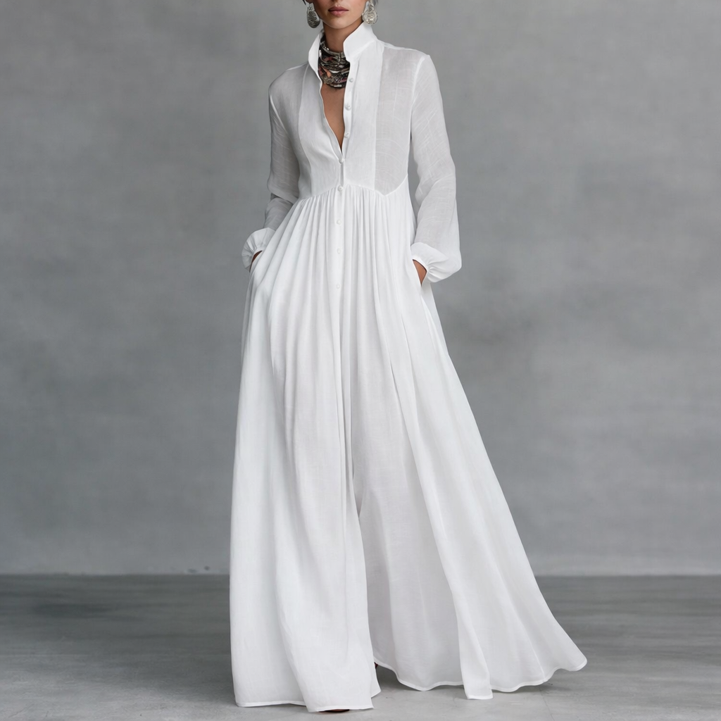 Elegantes Hochzeits-Maxikleid für den Herbst in Weiß