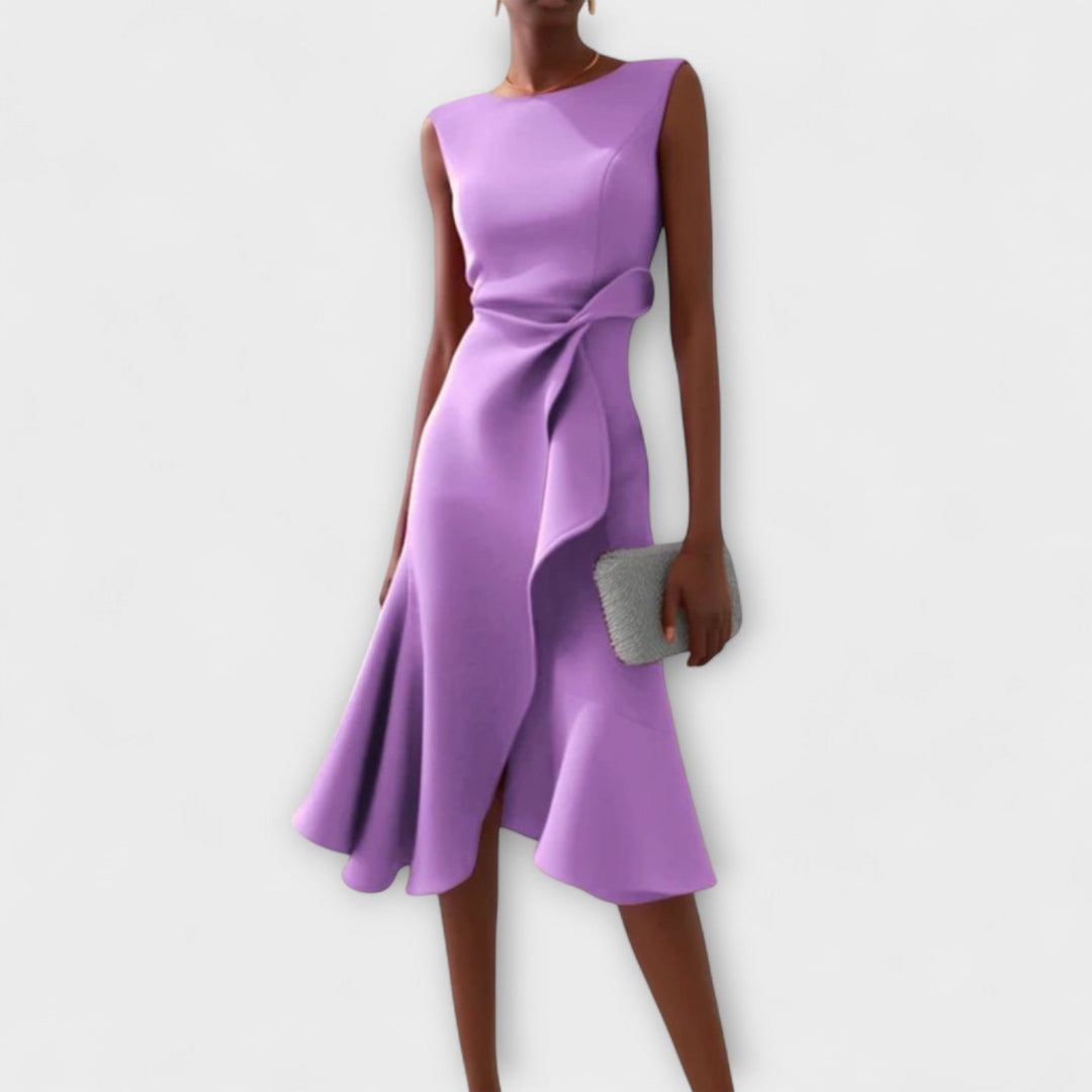 Elegantes Hochzeitsgastkleid für den Herbst in Lila
