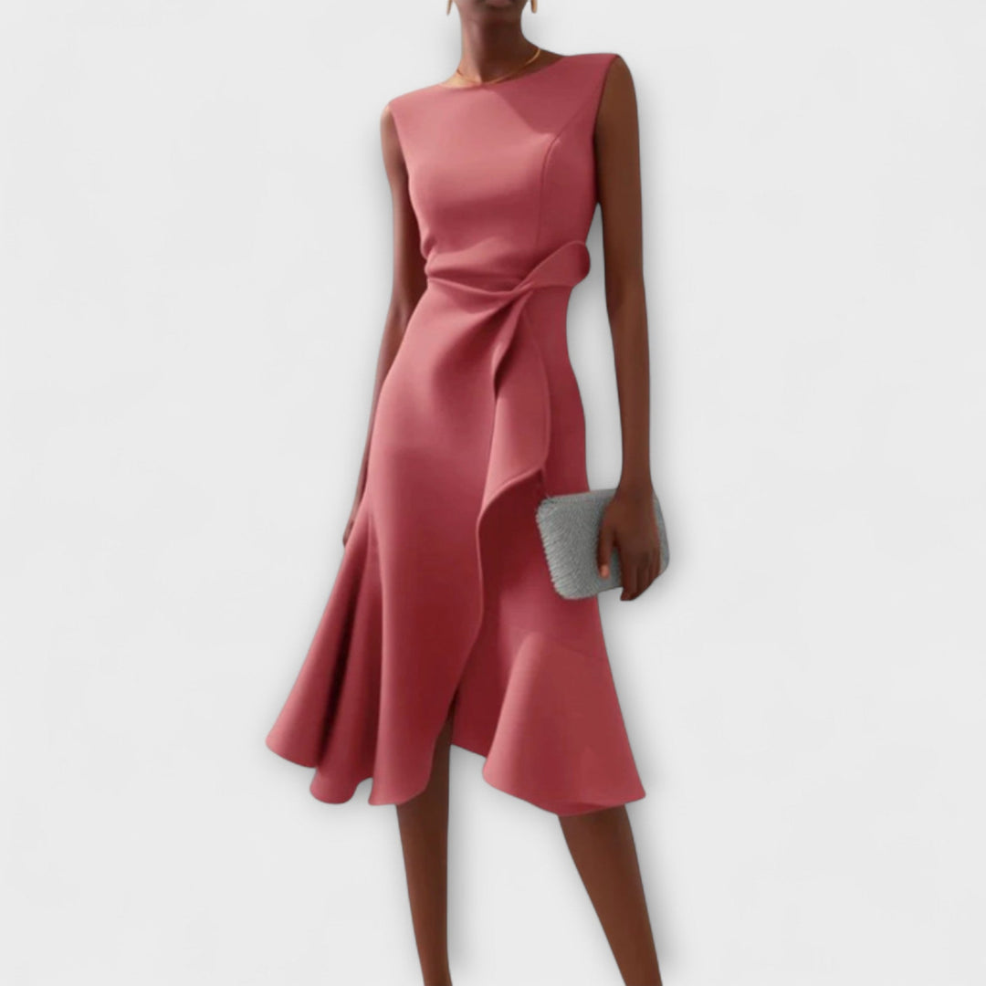 Elegantes Hochzeitsgastkleid für den Herbst in Rosa