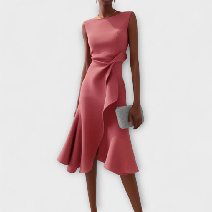 Elegantes Hochzeitsgastkleid für den Herbst in Rosa