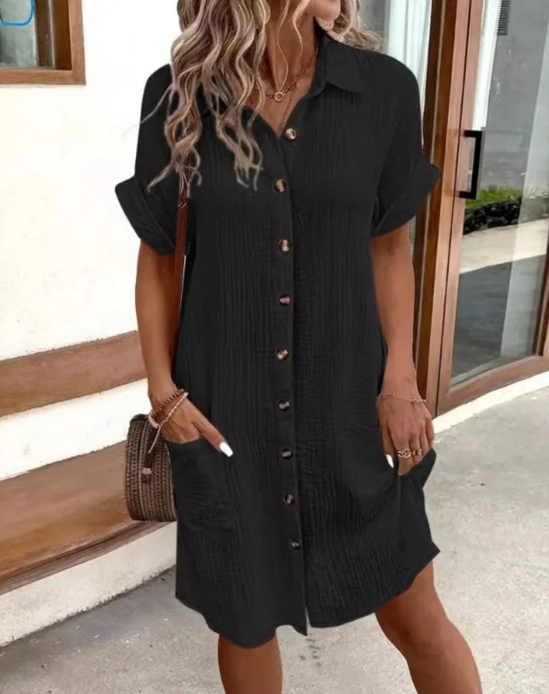 Elegantes Kleid aus Baumwollgaze für den Sommer in Schwarz