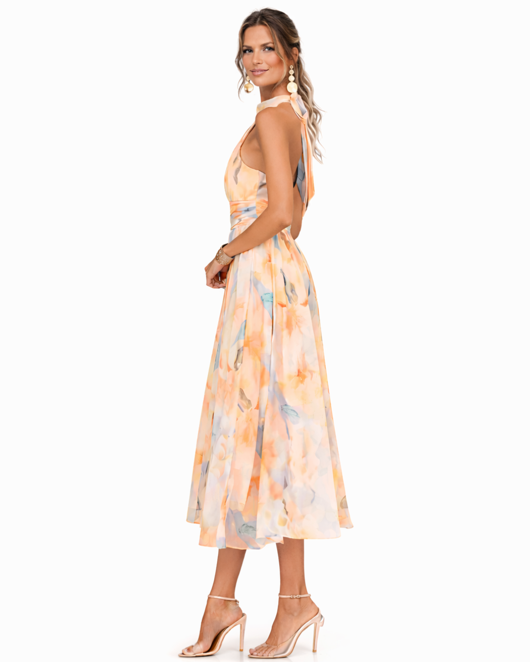 Elegantes Leinen Maxikleid mit Aquarelldruck (3)