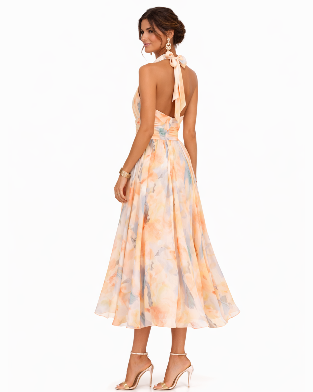 Elegantes Leinen Maxikleid mit Aquarelldruck (4)