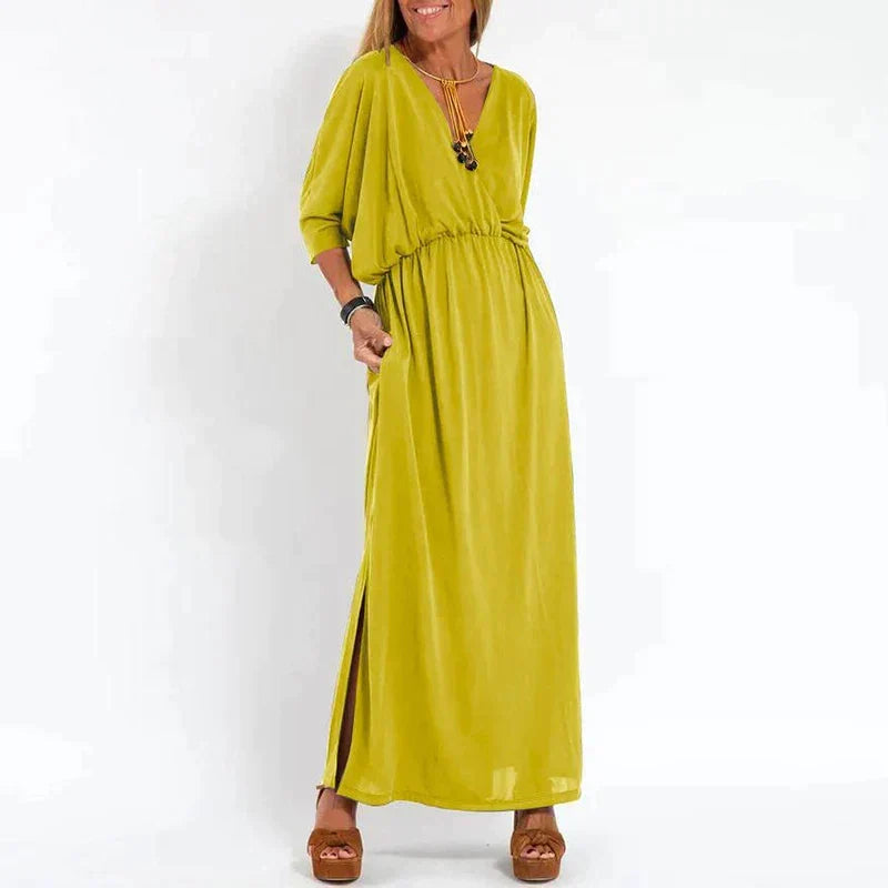 Elegantes Maxikleid für den Herbst in Gelb (Fast ausverkauft)