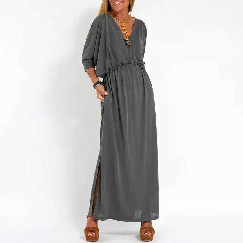 Elegantes Maxikleid für den Herbst in Grau
