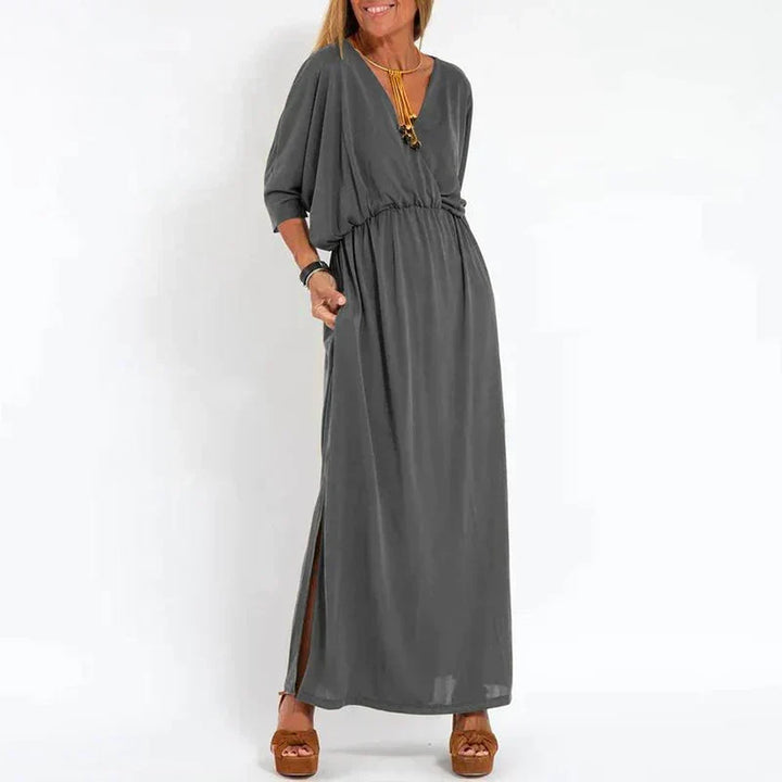 Elegantes Maxikleid für den Herbst in Grau