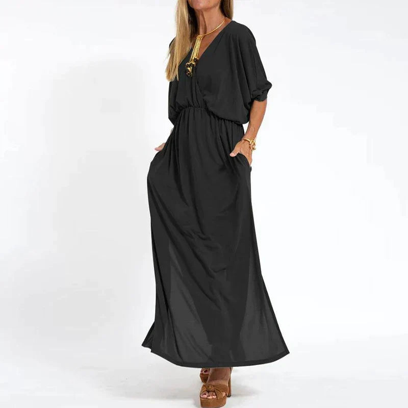Elegantes Maxikleid für den Herbst in Schwarz