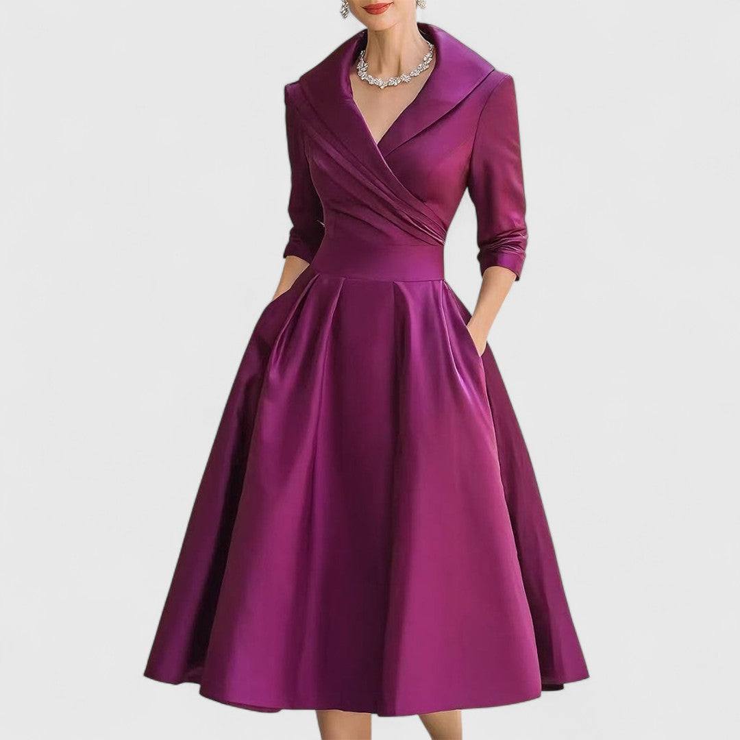 Elegantes Midikleid mit Wickelbrust für Damen in Lila