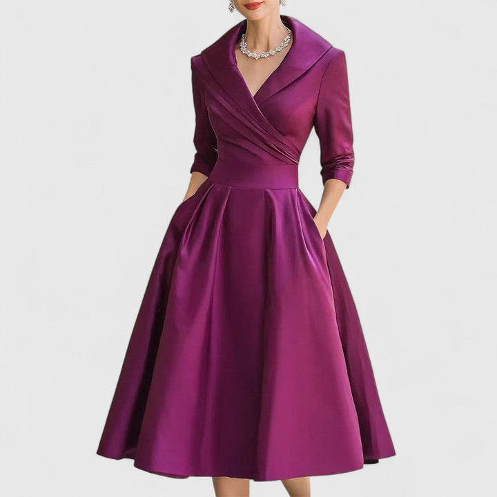 Elegantes Midikleid mit Wickelbrust für Damen in Lila