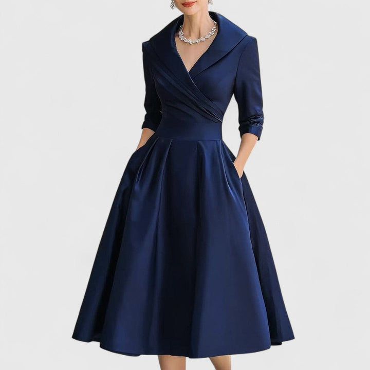 Elegantes Midikleid mit Wickelbrust für Damen in Navy Blue (Last Sizes)