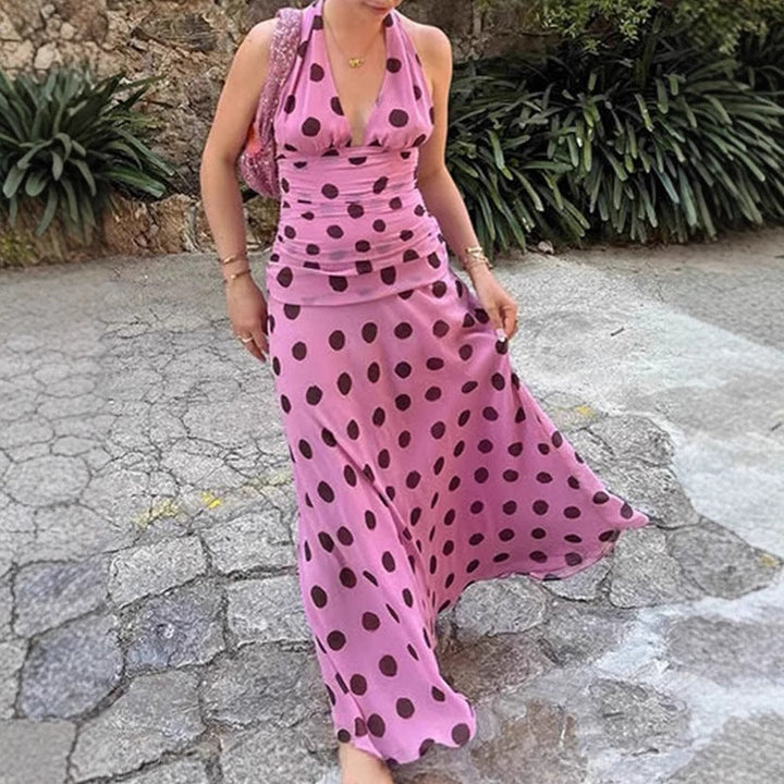 Elegantes Polka-Punkt Maxikleid