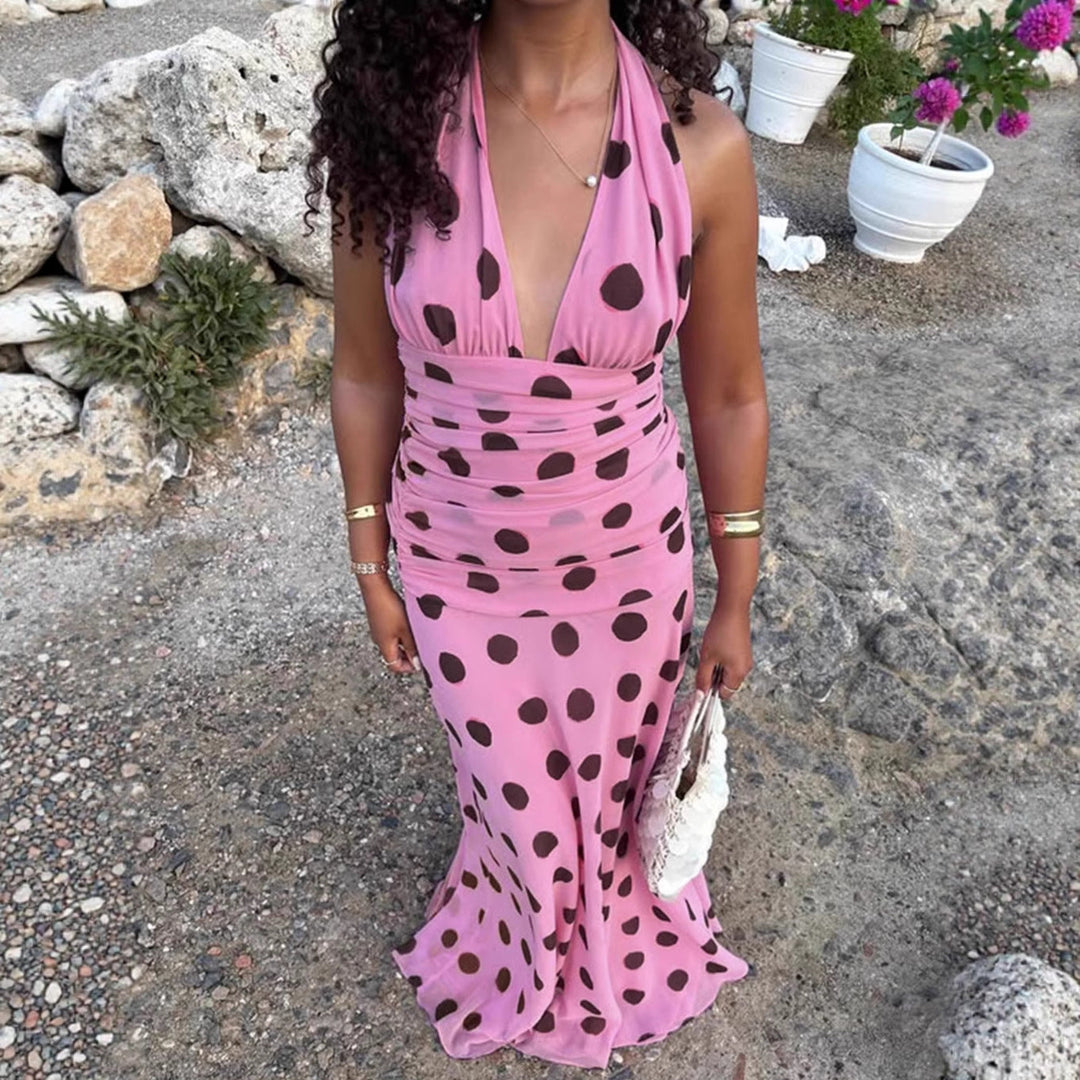 Elegantes Polka-Punkt Maxikleid (2)
