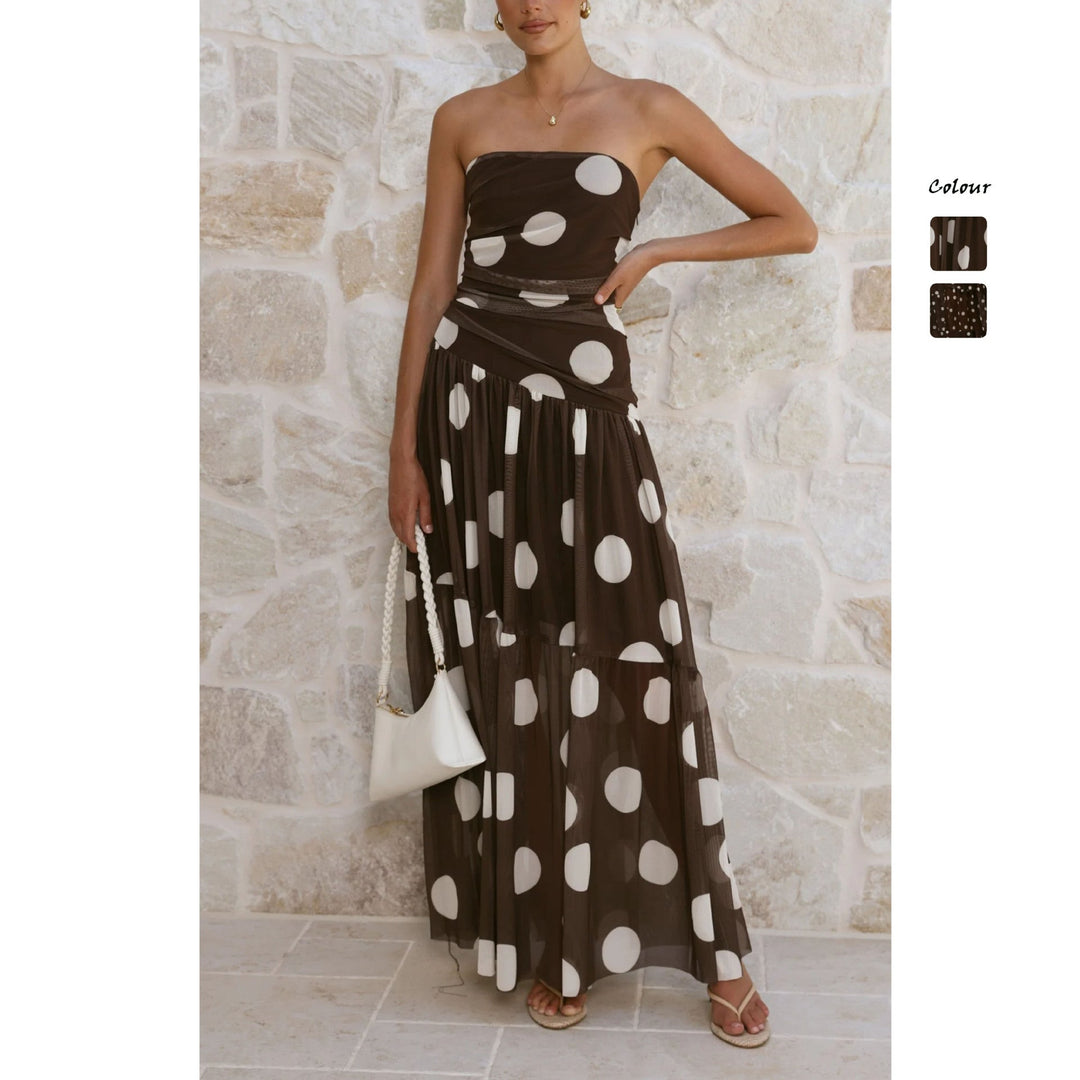 Elegantes Polka-Punkt-Maxikleid für den Sommer