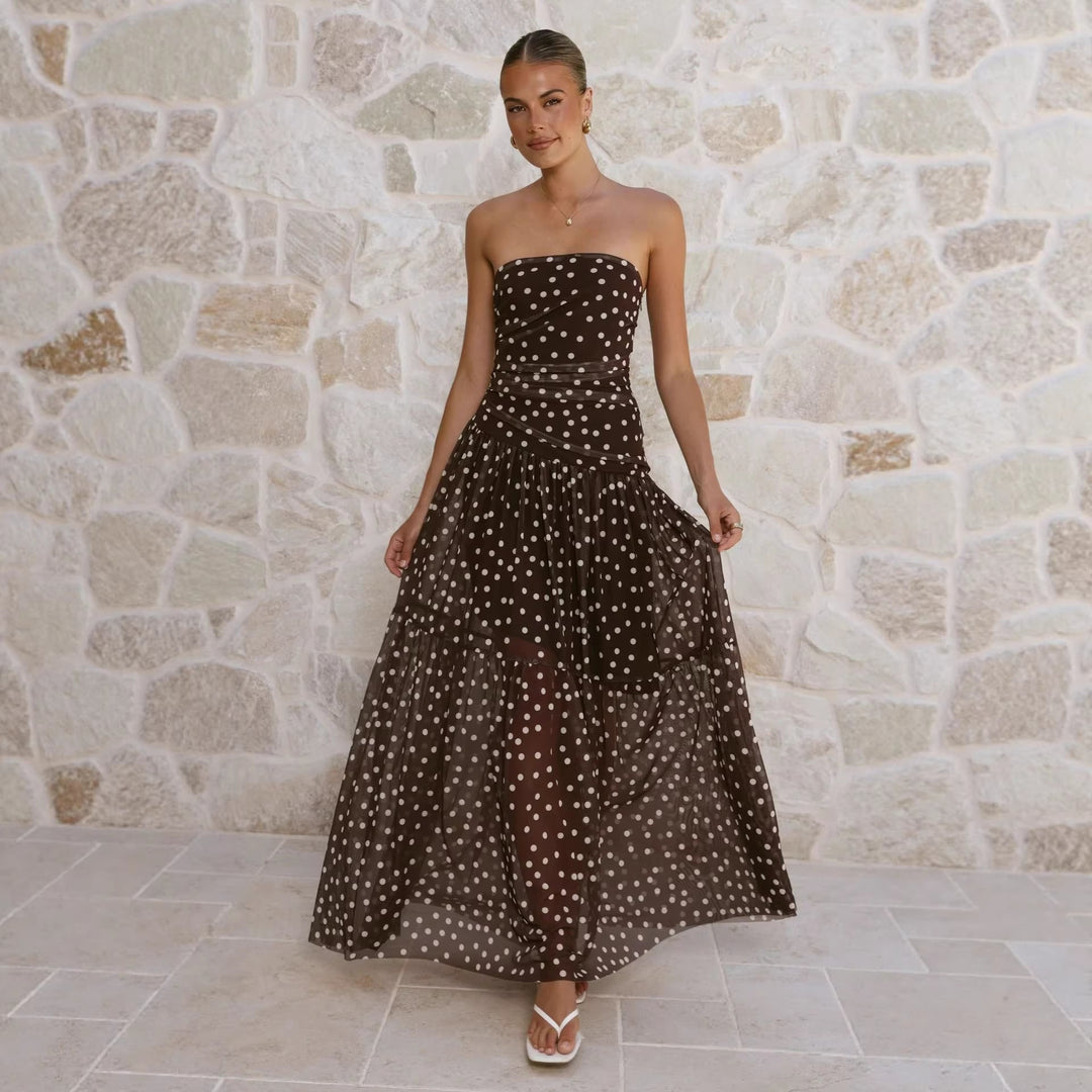 Elegantes Polka-Punkt-Maxikleid für den Sommer (4)