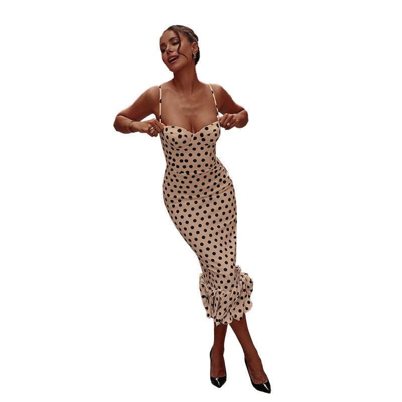 Elegantes Polka-Punkte-Midikleid zum Feiern (5)