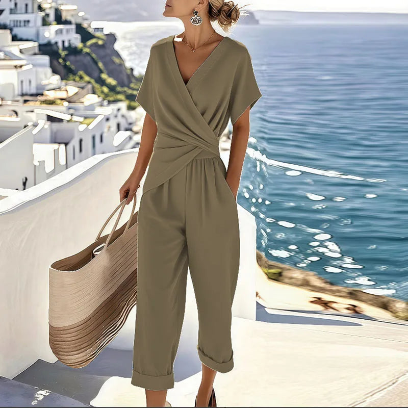 Elegantes Sommer-Wickel-Set in Khaki