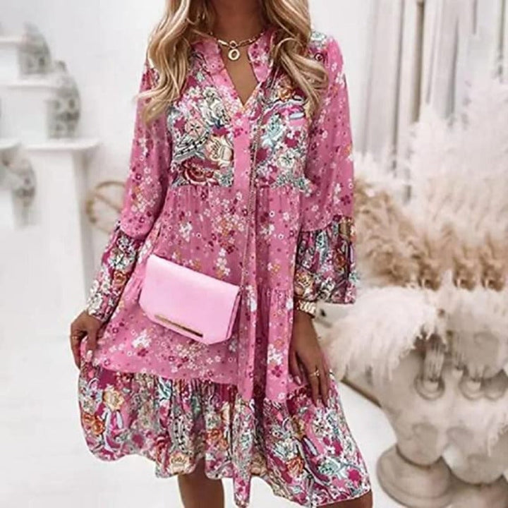 Elegantes Sommerkleid mit Blumenmuster in Rosa