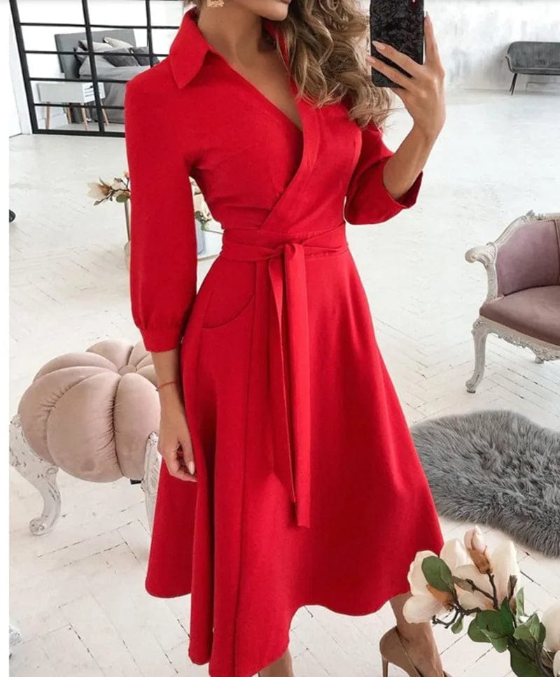 Elegantes Wickel-Sommerkleid in Rot