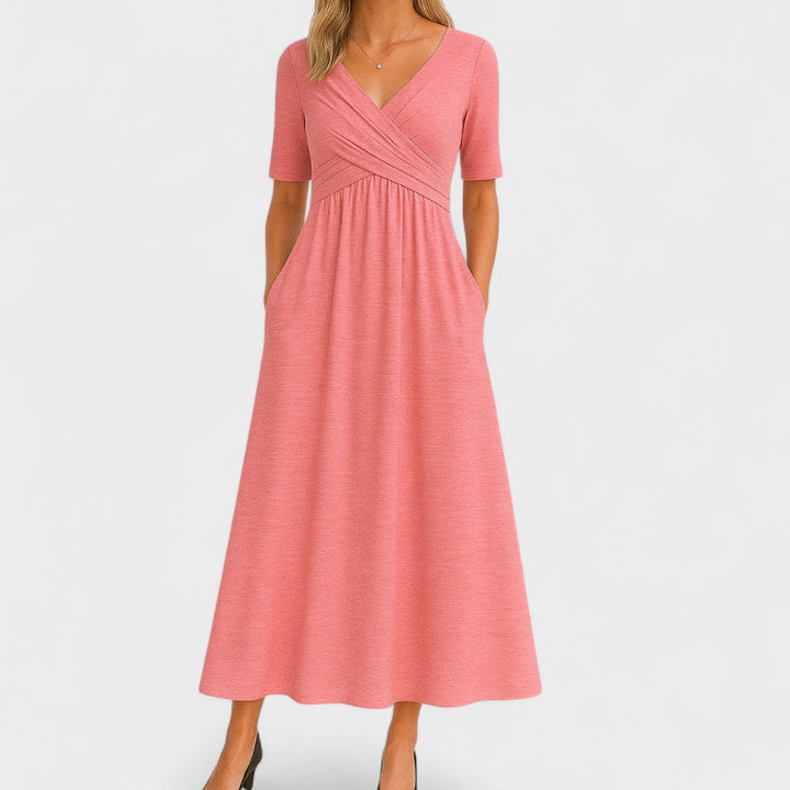 Elegantes Wickelmidikleid für den Alltag in Rosa