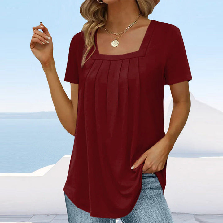 Elsa | Elegante Drapage-Bluse in Burgund