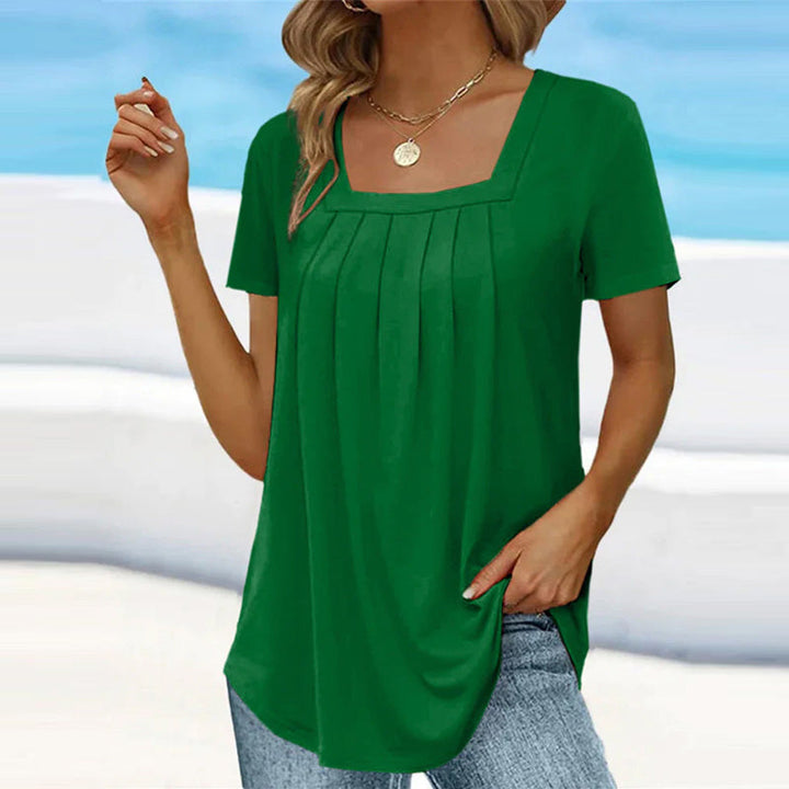 Elsa | Elegante Drapage-Bluse in Dunkelgrün