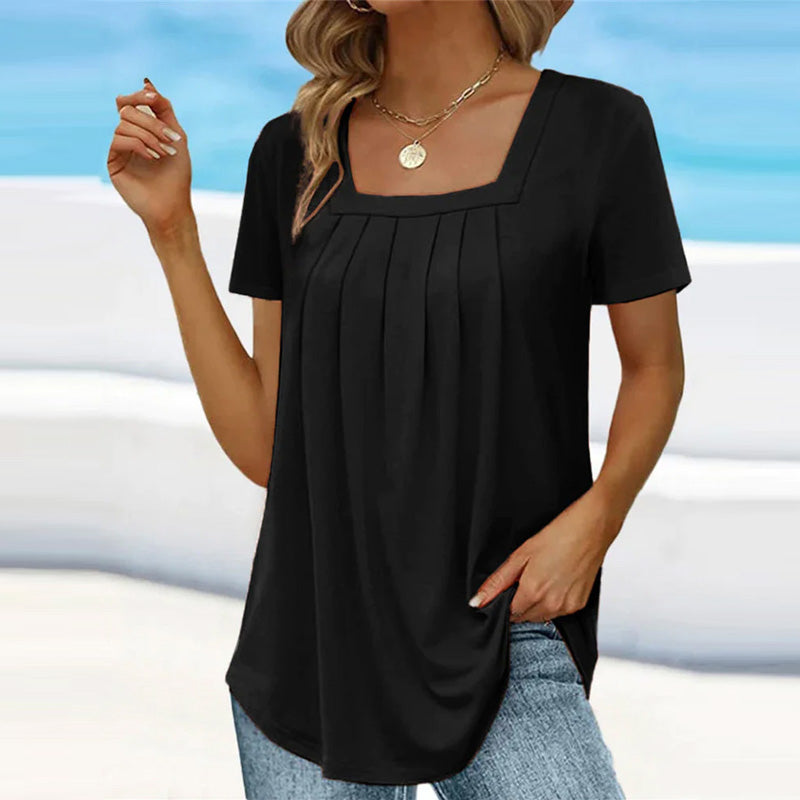 Elsa | Elegante Drapage-Bluse in Schwarz