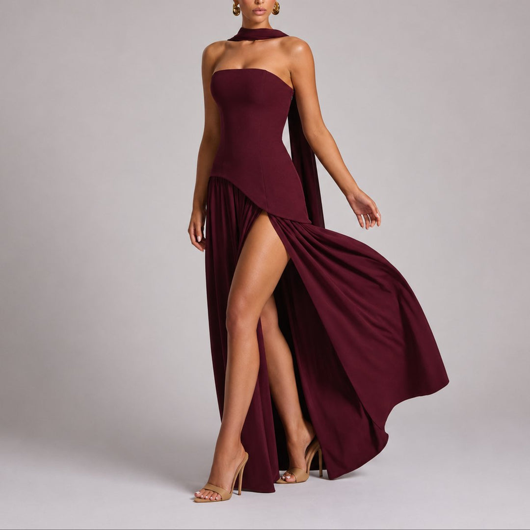 Festliches Damen Maxikleid für Hochzeitsgäste in Rot