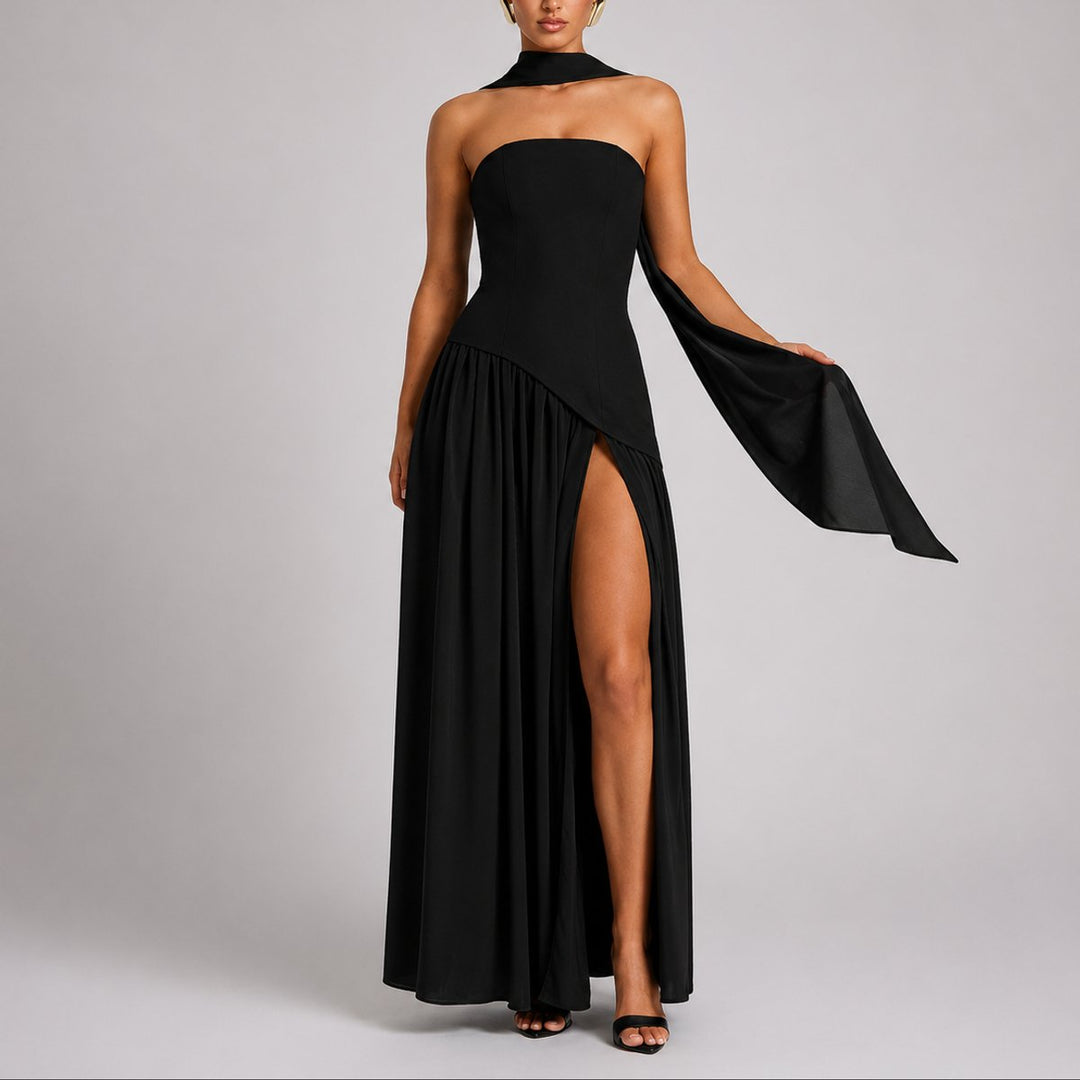 Festliches Damen Maxikleid für Hochzeitsgäste in Schwarz