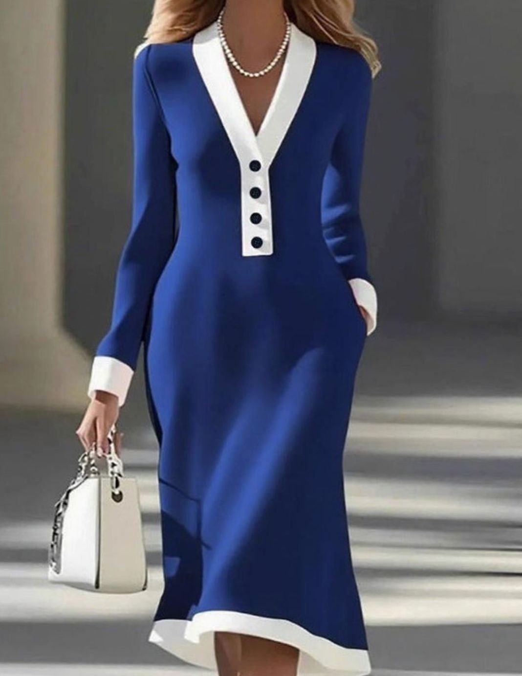 Festliches Damen Midikleid für Hochzeitsgäste in Blau