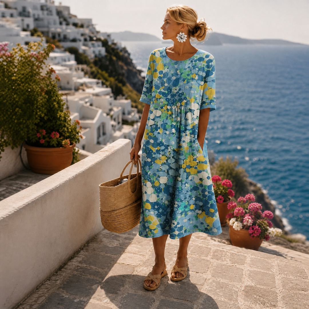 Festliches Damen Midikleid für Hochzeitsgäste im Herbst in Blau