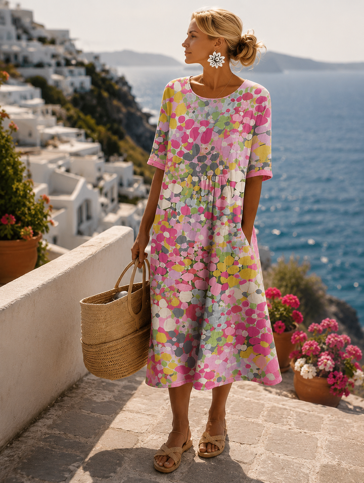 Festliches Damen Midikleid für Hochzeitsgäste im Herbst in Rosa