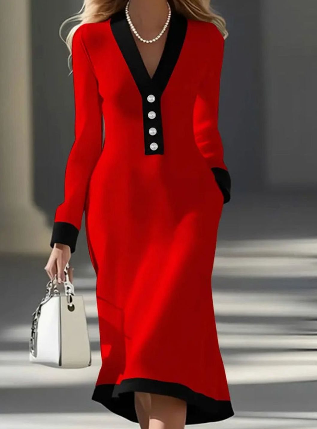 Festliches Damen Midikleid für Hochzeitsgäste in Rot