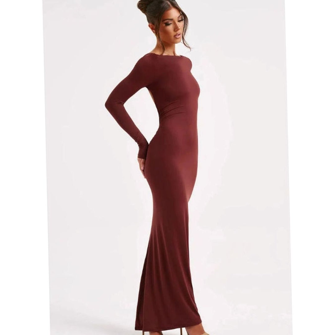 Festliches Hochzeitsgast-Kleid mit Langarm in Maxilänge (3)