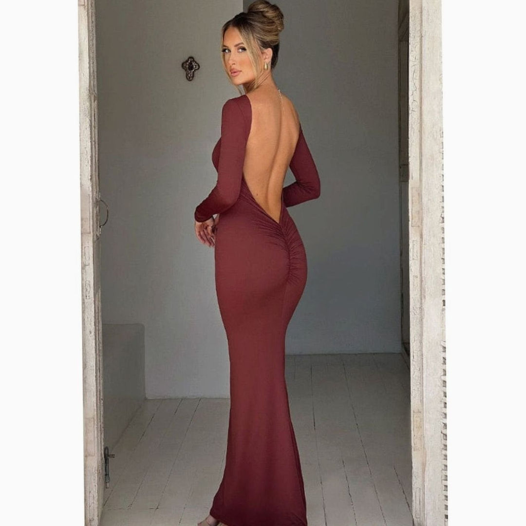 Festliches Hochzeitsgast-Kleid mit Langarm in Maxilänge (4)